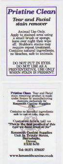 Pristine Clean label.  Front and back labels measure (65mm x 49mm).